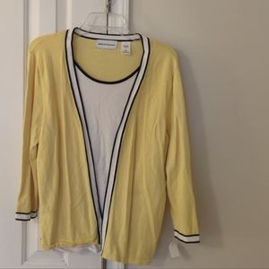 Yellow, white and navy cardigan twofer alfred dunner sz sml